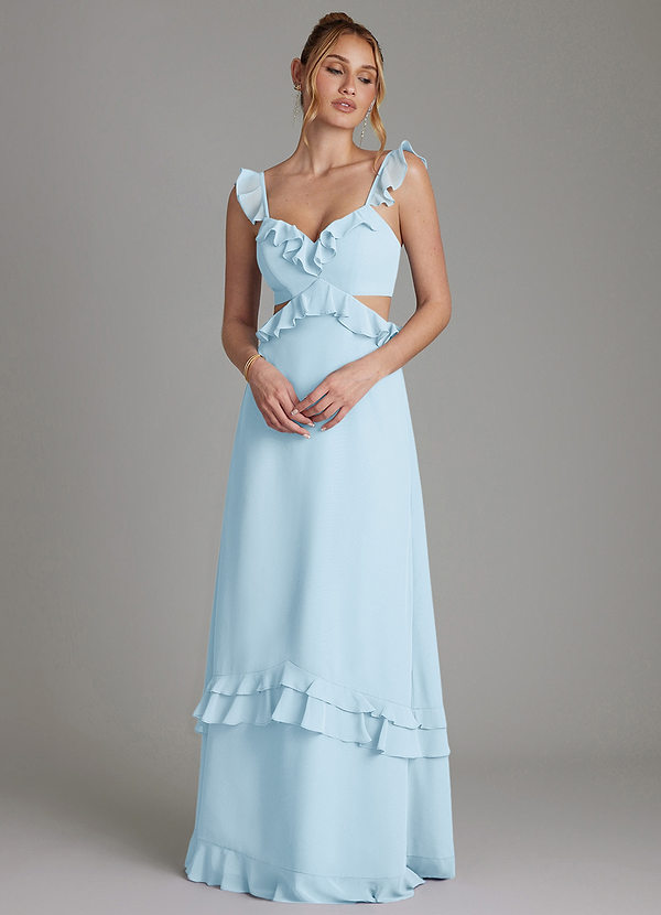 Azazie Malaya Bridesmaid Dresses Sky Blue A-Line Corset Chiffon Dress image1