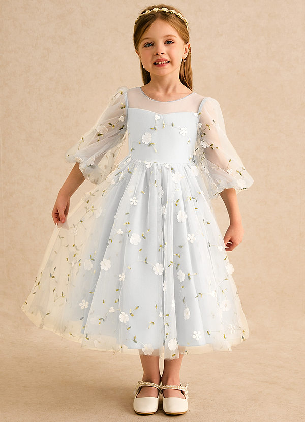 Azazie Elowen Flower Girl Dresses White A-Line Sweetheart Neckline Lace Dress image1