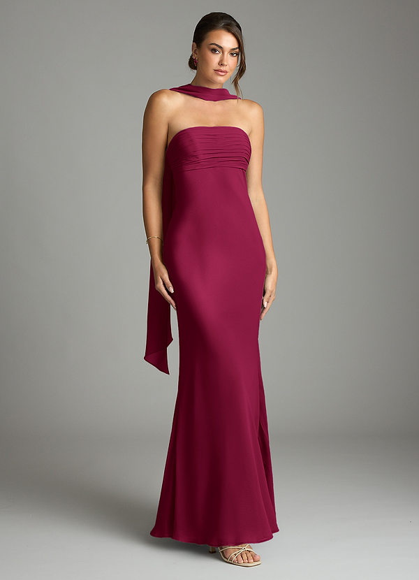 Saylor Bridesmaid Dresses Burgundy Mermaid Strapless Chiffon Dress image1