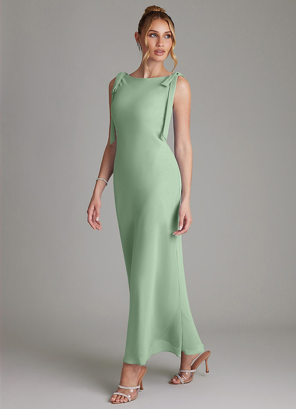 Azazie Luddie Bridesmaid Dresses Matcha Mermaid Bow Chiffon Dress image1