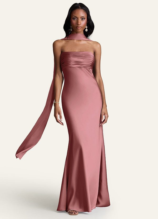 front Azazie Bijpassende kleur stretch satijnen sjaal