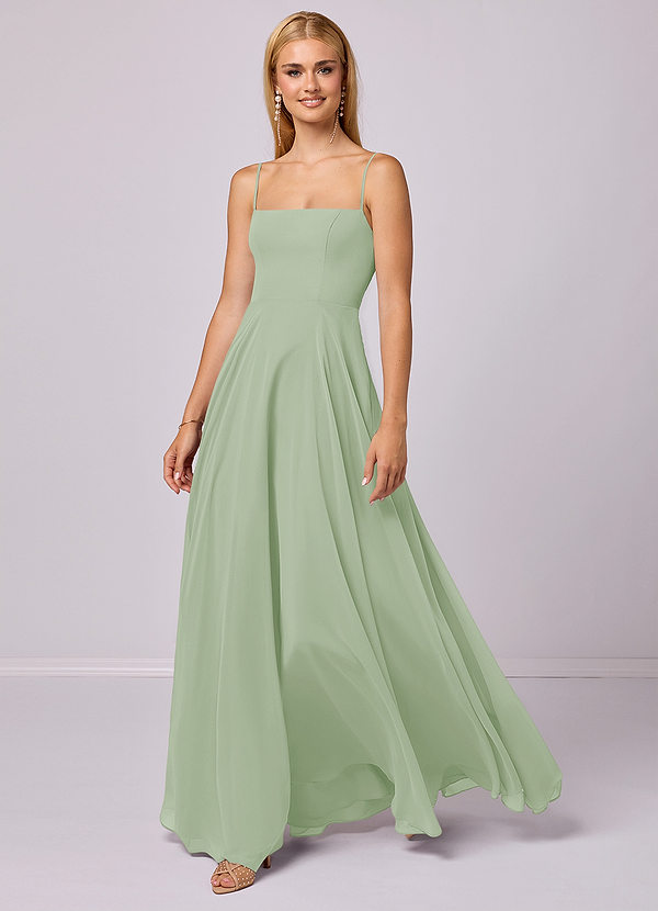 Barbie ♥ Azazie Brautjungfernkleider A-Linie Chiffon Bodenlänge Kleid image1