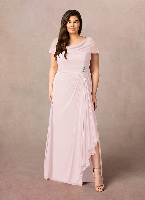 Cicinia Blushing Pink Plus Size Mother Of The Bride Dress Long Chiffon Sheath Floor Length Flowy main image 1