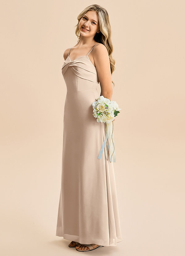 Azazie Jordyn Junior Klä av A-Line i Chiffong Älskling Halsringning image1