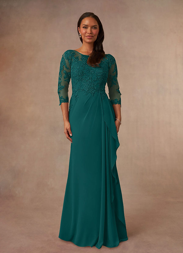 Azazie Calanthe Mother of the Brides Dresses Peacock A-Line Scoop Chiffon Dress image1