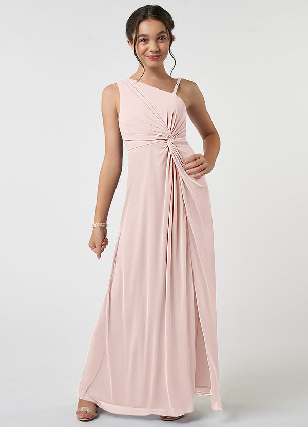 Azazie Brooke Junior Abito A-Line in Maglia Plissettato Rosa Rossore image1
