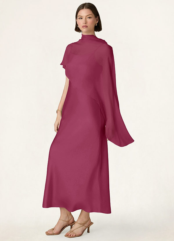 front Azazie Mantella in chiffon tagliato in sbieco in tinta