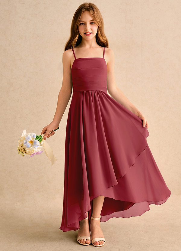 Azazie Twilight Dance Girls Formal Vestidos de Niña de Flores Vestido de Granada de Gasa de Corte en A con Plisado image1