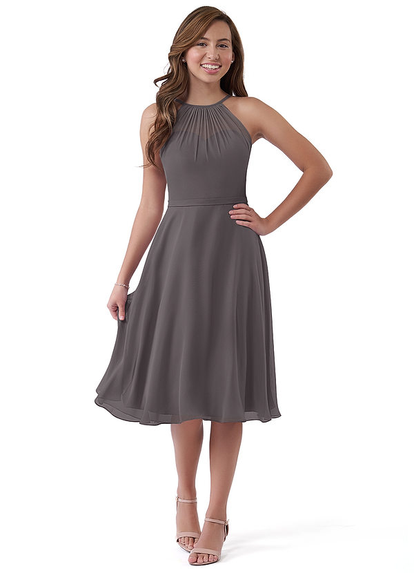 Vestidos De Dama De Honor Junior De Chiffón Asimétricos Plata
