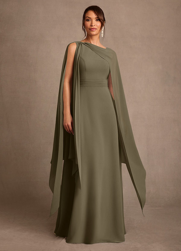 Azazie Liddie Mother of the Brides Dresses Willow Green A-Line Pleated Chiffon Dress image1