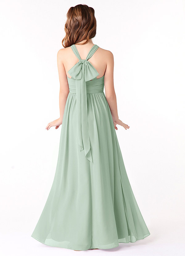 Azazie Jaylah Junior A-Line Ruched Chiffon Gulv-længde Junior brudepige Kjole image1