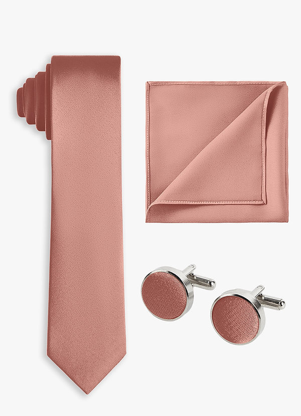 front Matching Color 3-Piece Stretch Satin Skinny Tie Set