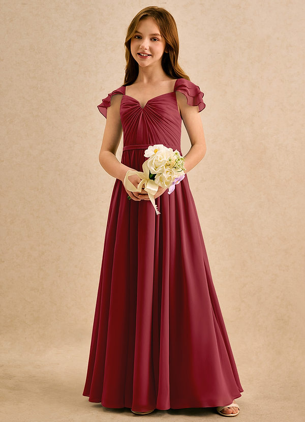 Azazie Meimei Girls Formal Vestidos de Niña de Flores Vestido de Granada de Gasa de Corte en A con Plisado image1