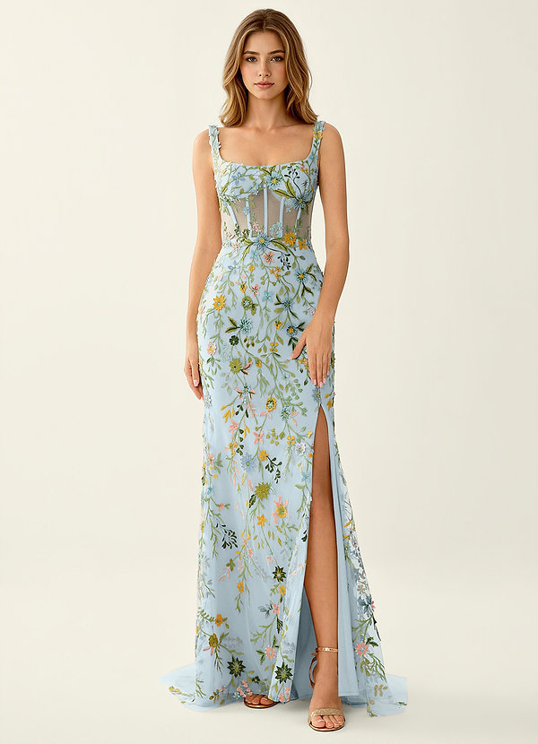 Posey Sky Blue Lace Mermaid Prom Dress image1