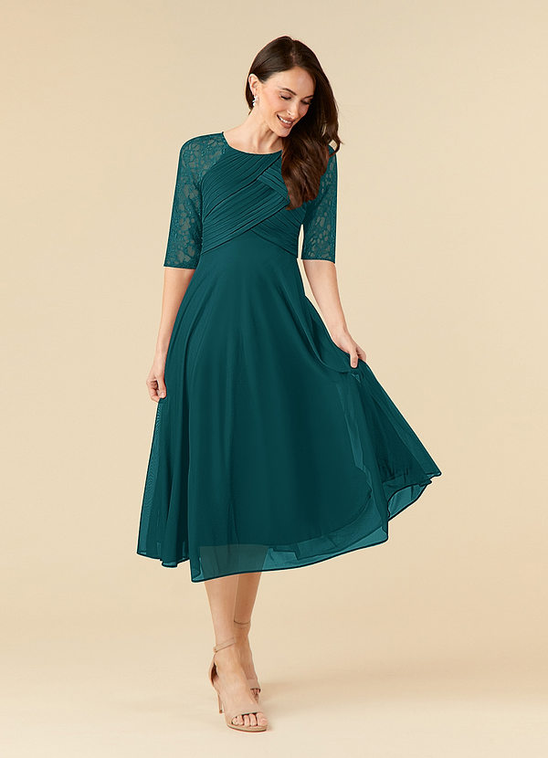 Azazie Gracelyn Mother of the Brides Dresses Peacock A-Line Lace Dress image1