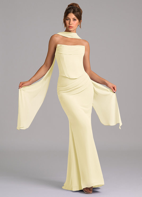 Azazie Sorrel Bridesmaid Dresses Lemon Sorbet Mermaid Corset Chiffon Dress image1