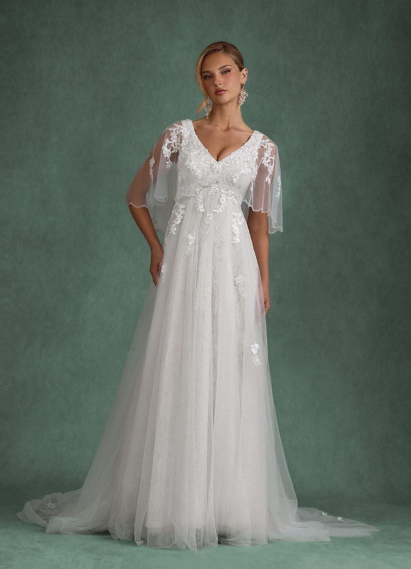 Renesmee Wedding Dresses Diamond White A-Line Sequins Tulle Dress image1
