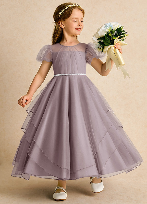 Azazie Duckie Abiti da Ragazza di Fiori Abito Principessa in Tulle Plissettato Dusk image1