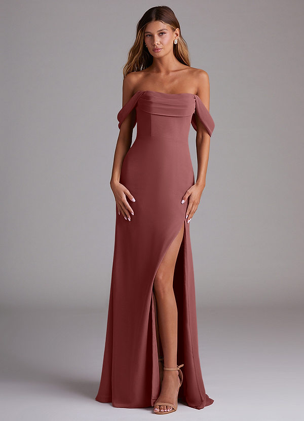 Azazie Saige Bridesmaid Dresses Amethyst A-Line Off the Shoulder Chiffon Convertible Dress image1