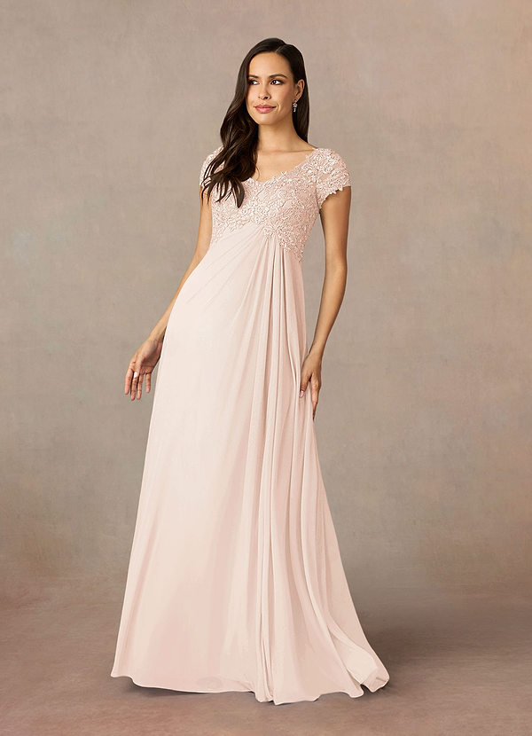 Azazie Macy Vestidos de Madre de la Novia Vestido de Rosa Rubor de Encaje de Corte En A con Encaje de lentejuelas image1