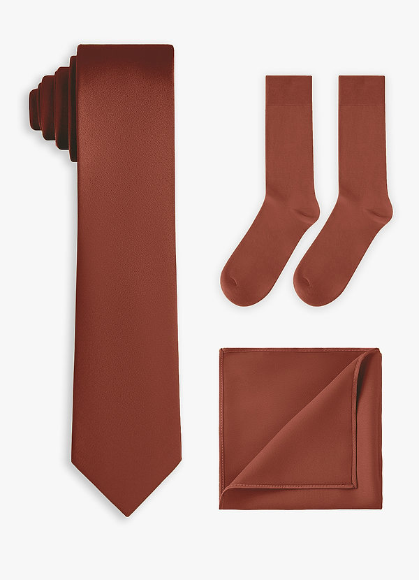 front Matching Stretch Satin Skinny Tie & Pocket Square & Socks Set