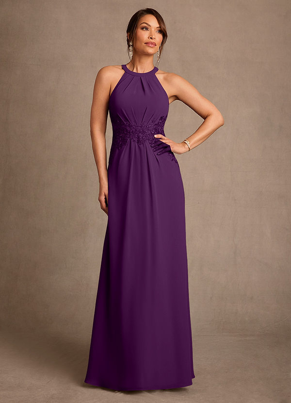 Azazie Georgie Suknie dla Matki Panny Młodej Linia A Koronka Szyfon Długość podłogi Sukienka image1