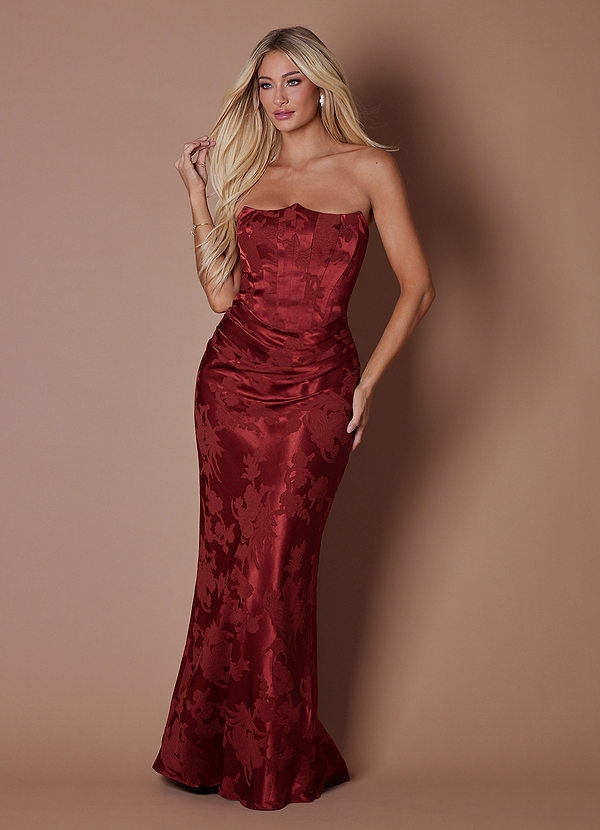Kelsey Mahogany Red Maxi Dress | Azazie