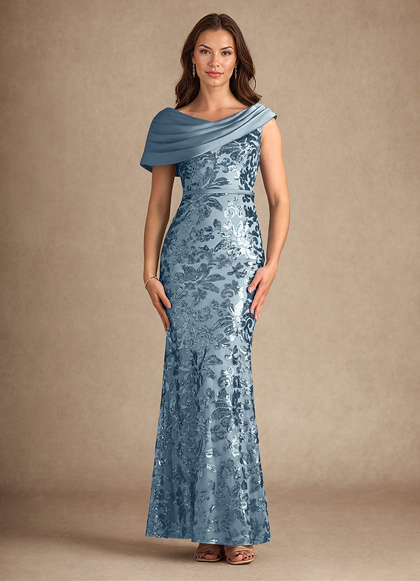 Azazie Marion Mother of the Brides Dresses Dusty Blue Mermaid Sequins Dress image1