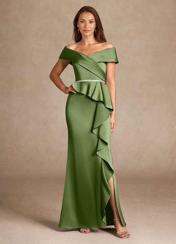 Azazie Dareia Mother of the Brides Dresses Juniper Mermaid Off the Shoulder Stretch Satin Dress image1