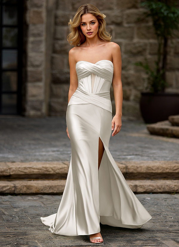 Moondust White Corset Prom Dress image1