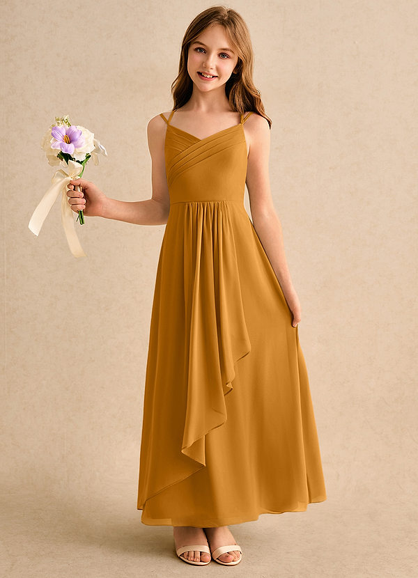 Azazie Zaida Girls Formal Blommflicksklänningar Klänning A-Line i Chiffong Plisserad image1
