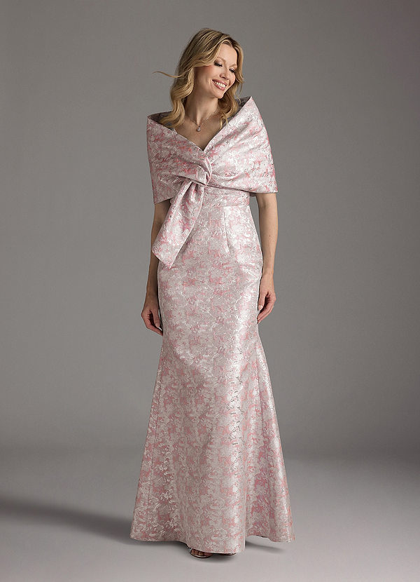 Azazie Elanor Mother of the Brides Dresses Dusty Rose Mermaid Pleated Jacquard 1 Dress image1
