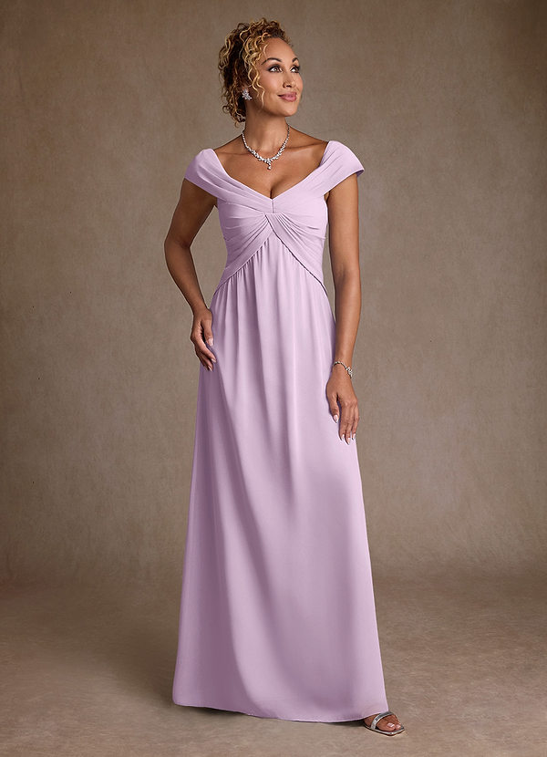 Azazie Myrtle Robe Mère de la Mariée & du Marié Robe Trapèze en Mousseline de soie Plissée Frostiges Flieder image1