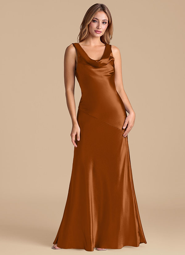 Azazie Rylina Brudtärneklänningar Klä av Sjöjungfru i Metallisk satin Koppar image1