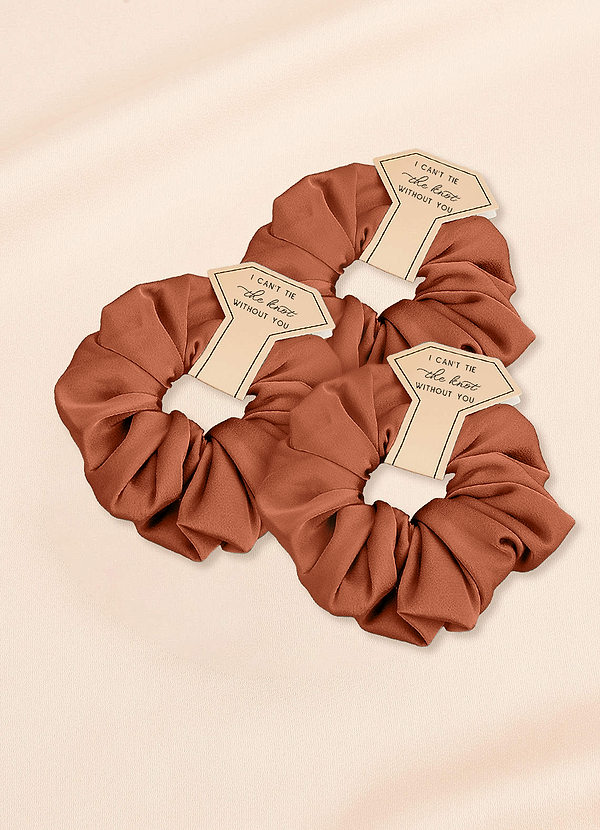 front Matching Color Three-Piece Bridesmaid Stretch Satin Over Size Scrunchie Set