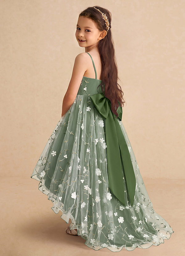 Celia Flower Girl Dresses Olive A-Line Spaghetti Strap Tulle Dress image1