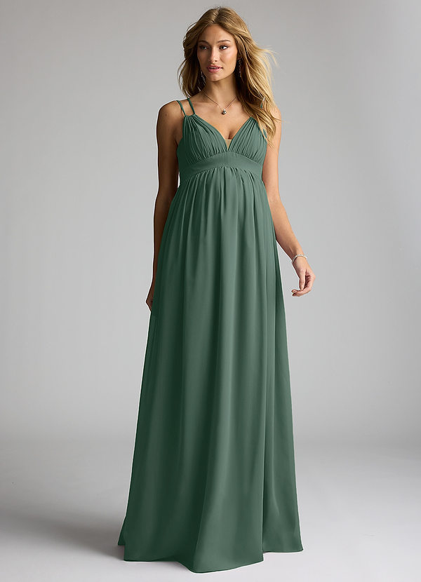 Azazie Emree Maternity Bridesmaid Dresses A-Line Chiffon Floor-Length Dress image1