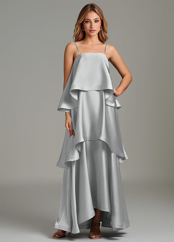 Azazie Azalea Brudepigekjoler En streg Rynket Stræk satin Asymmetrisk Kjole image1