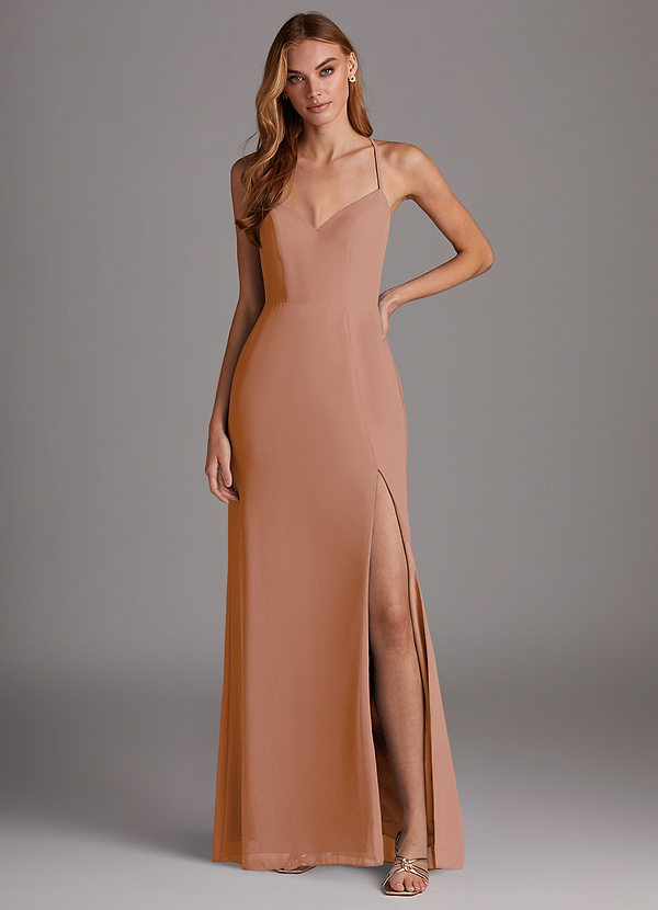 Azazie Manila Suknie dla druhen Osłona Szyfon Do ziemi Sukienka image1