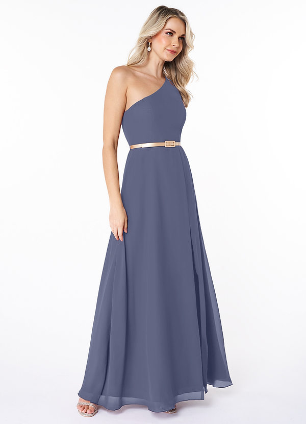 Azazie Lanaea Bridesmaid Dresses A-Line One Shoulder Chiffon Floor-Length Dress image1