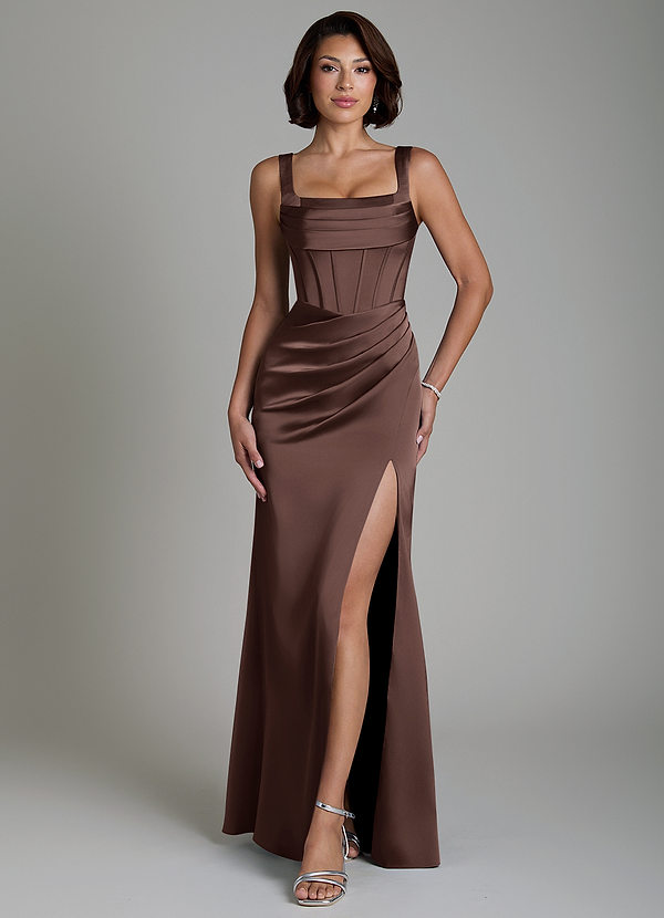 Azazie Amora Bridesmaid Dresses Ganache Mermaid Corset Stretch Satin Dress image1