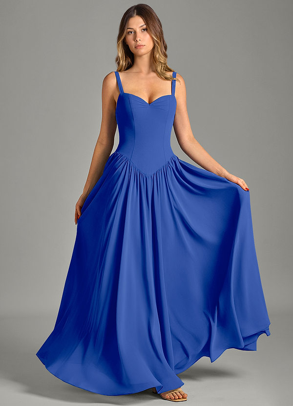 Azazie Evadina Suknie dla druhen Linia A Gorset Szyfon Do ziemi Sukienka image1