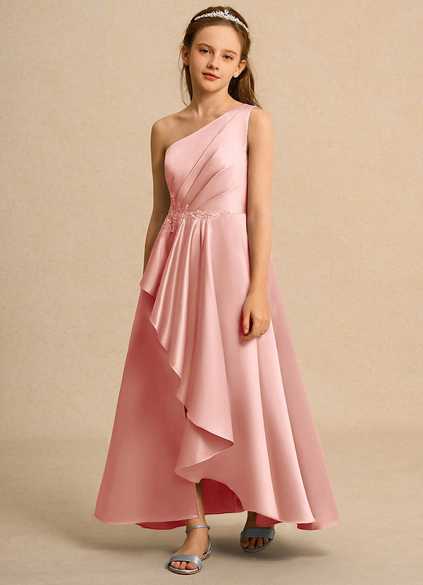 Azazie Taffy Junior Formal Vestidos de Niña de Flores Vestido de Rosetón de Satin Mate de Corte En A con Encaje image1