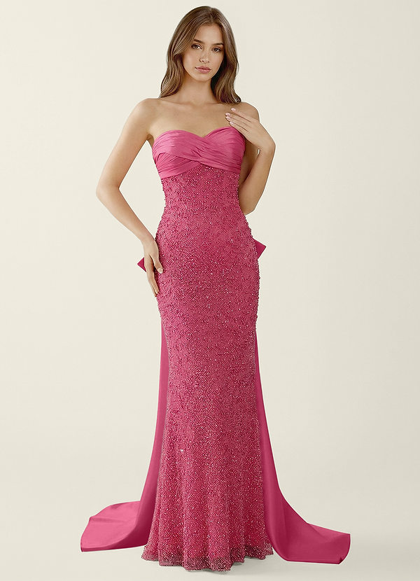 Amaryllis Fuchsia Beading Corset Lace Up Back Mermaid Prom Dress image1