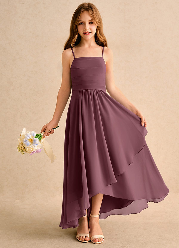 Azazie Twilight Dance Girls Formal Flower Girl Dresses Sangria A-Line Pleated Chiffon Dress image1