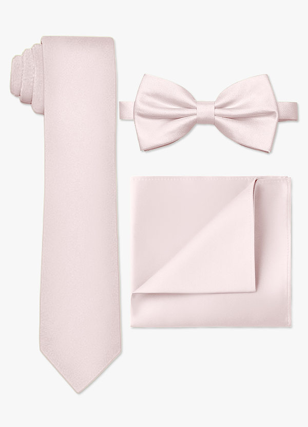 front Ensemble cravate fine, nœud papillon et pochette en satin mat