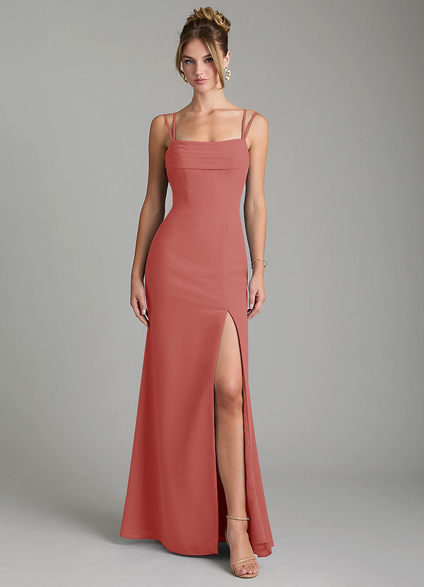 Azazie Egypt Bridesmaid Dresses Antique Rose Sheath Sweetheart Neckline Chiffon Dress image1