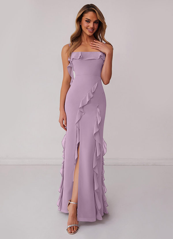 Barbie ♥ Azazie Bridesmaid Dresses Wisteria Sheath Bow Chiffon Dress image1