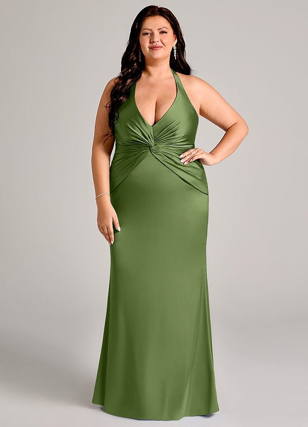 Azazie Valerie Bridesmaid Dresses Juniper Mermaid Pleated Stretch Satin Dress image1