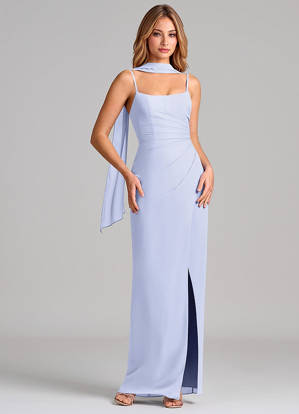 Azazie Calandra Suknie dla druhen Osłona Pofałdowany Szyfon Do ziemi Sukienka image1